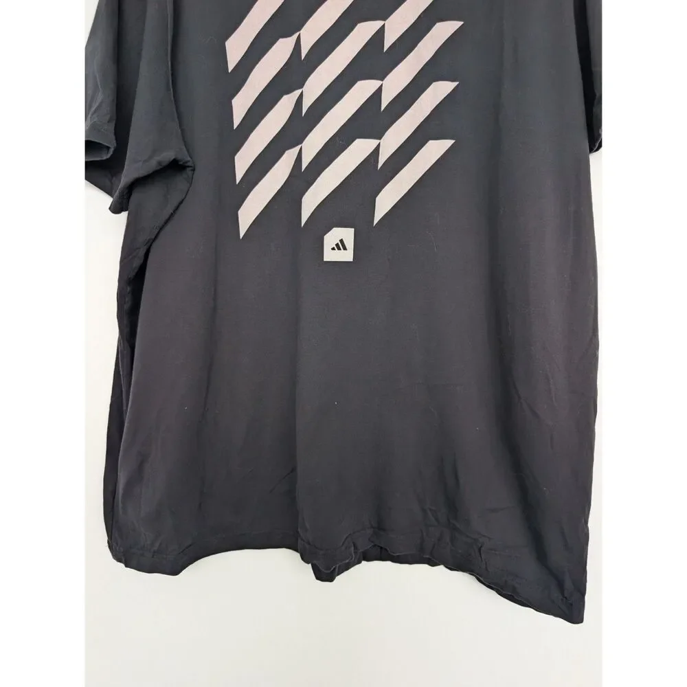Adidas Adicross 3 Stripe Graphic Short Sleeve T-Shirt Sz 2XL Black White